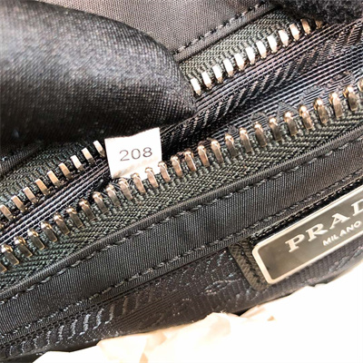 Pra*a re-nylon and saffiano leather shoulder bag black 2vd034