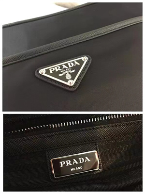 Pra*a re-nylon and saffiano leather shoulder bag black 2vh048