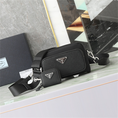 Pra*a re-nylon and saffiano leather shoulder bag black 2vh172