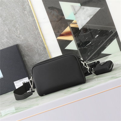 Pra*a re-nylon and saffiano leather shoulder bag black 2vh172