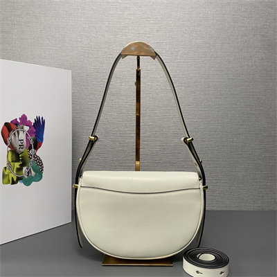 Pra*a arqué leather shoulder bag with flap white 1bd365