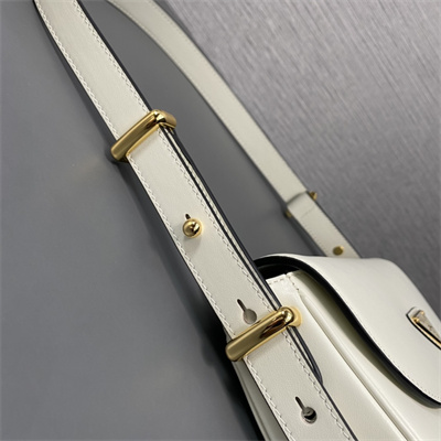 Pra*a arqué leather shoulder bag with flap white 1bd365