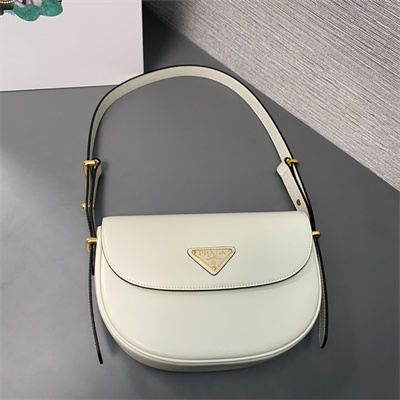 Pra*a arqué leather shoulder bag with flap white 1bd365
