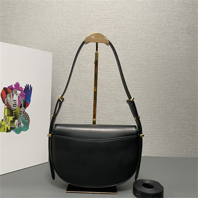 Pra*a arqué leather shoulder bag with flap black 1bd365