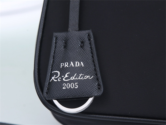 Pra*a re-edition 2005 nylon and saffiano leather mini bag in black 1ne633