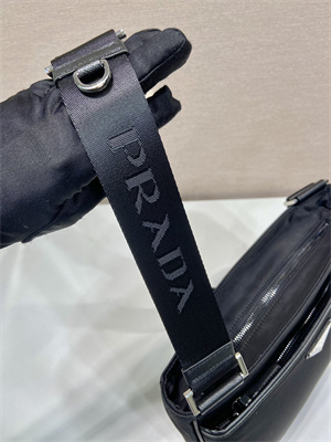 Pra*a re-nylon and saffiano shoulder bag in black 2vh118