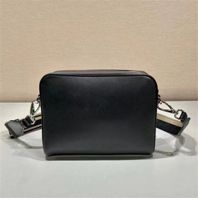 Pra*a saffiano leather shoulder bag in black 2vh152
