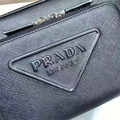 Pra*a saffiano leather shoulder bag in black 2vh152
