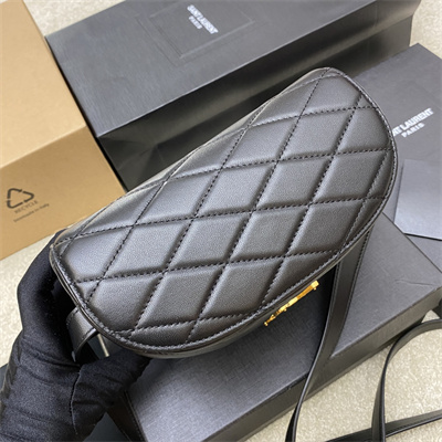 Y.S.L June Box Bag In Quilted Lambskin Black Gold Tone Metal