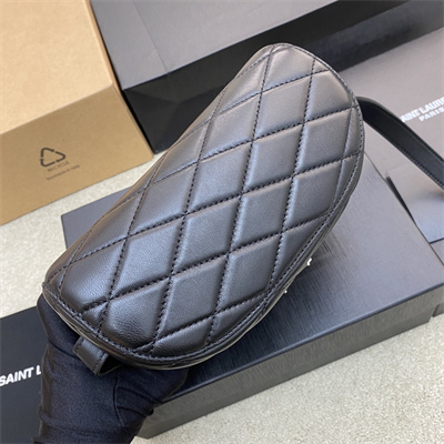 Y.S.L June Box Bag In Quilted Lambskin Black Silver Tone Metal