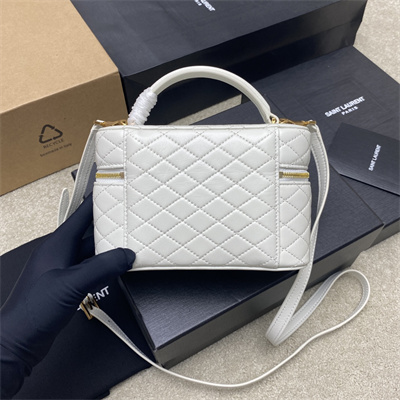 Y.S.L Vanity Case In Quilted Lambskin White