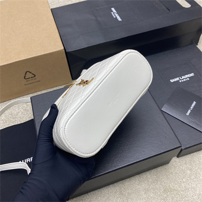 Y.S.L Vanity Case In Quilted Lambskin White