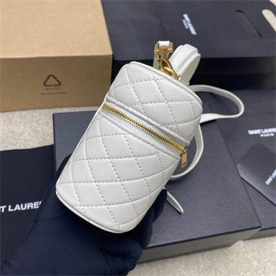Y.S.L Vanity Case In Quilted Lambskin White