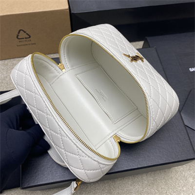 Y.S.L Vanity Case In Quilted Lambskin White