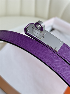 H**mes kelly 18 belt epsom leather silver hardware purple