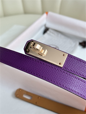 H**mes kelly 18 belt epsom leather rose gold hardware purple