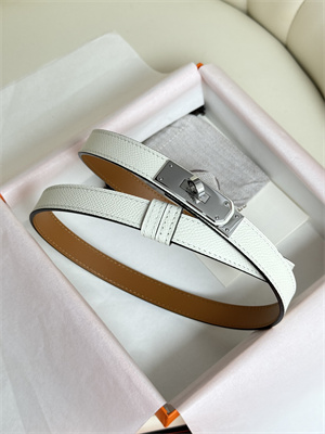H**mes kelly 18 belt epsom leather silver hardware white