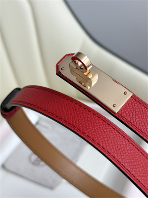 H**mes kelly 18 belt epsom leather rose gold hardware red