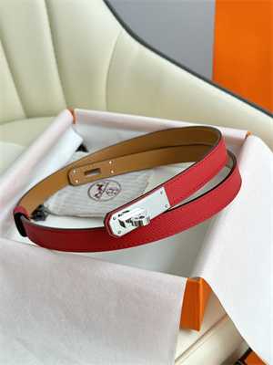 H**mes kelly 18 belt epsom leather silver hardware red