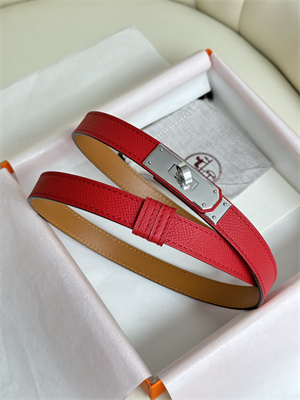 H**mes kelly 18 belt epsom leather silver hardware red