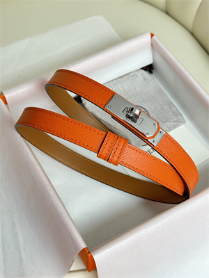 H**mes kelly 18 belt epsom leather silver hardware orange