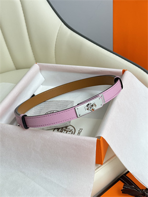 H**mes kelly 18 belt epsom leather silver hardware peach pink