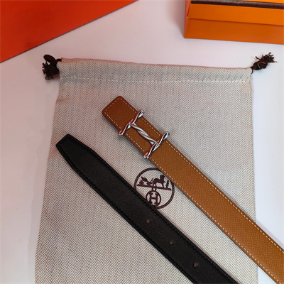 H**mes h torsade belt buckle & H**mes sur mer reversible epsom leather silver hardware strap 25mm brown/black