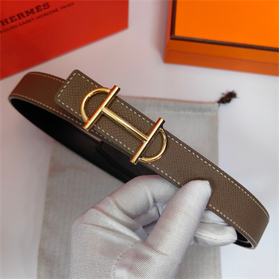 H**mes gamma belt buckle & herm??s sur mer reversible epsom leather strap gold hardware strap 25mm etoupe/black