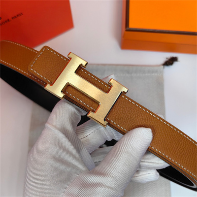 H**mes h belt buckle & reversible  epsom leather strap 25 mm gold hardware brown/black