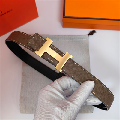 H**mes mini constance belt buckle & reversible leather strap 25 mm gold hardware etoupe/black