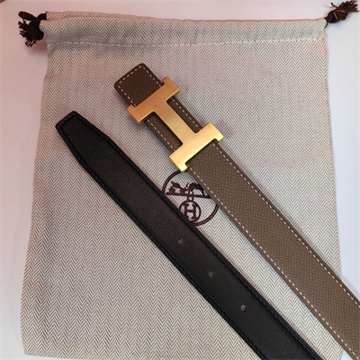 H**mes mini constance belt buckle & reversible leather strap 25 mm gold hardware etoupe/black