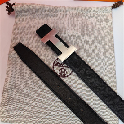 H**mes h belt buckle & reversible  epsom leather strap 25 mm silver hardware black