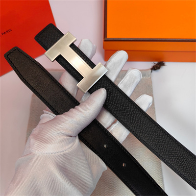 H**mes h belt buckle & reversible  epsom leather strap 25 mm silver hardware black