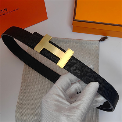 H**mes h belt buckle & reversible  epsom leather strap 25 mm gold hardware black