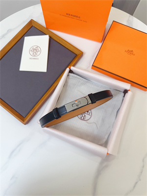 H**mes kelly 18 belt cowhide silver hardware black/brown