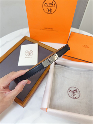 H**mes kelly 18 belt cowhide silver hardware black/brown