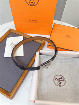 H**mes kelly 18 belt cowhide silver hardware black/brown