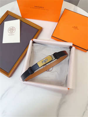 H**mes kelly 18 belt cowhide leather gold hardware black/brown