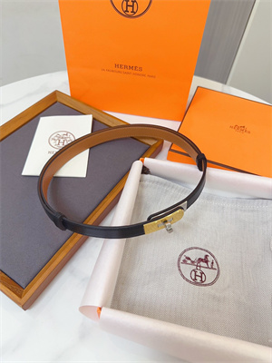 H**mes kelly 18 belt cowhide leather gold hardware black/brown