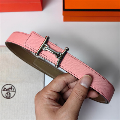 H**mes mors h belt buckle & reversible epsom leather silver hardware strap 25mm pink/etoupe