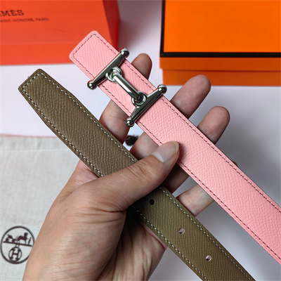 H**mes mors h belt buckle & reversible epsom leather silver hardware strap 25mm pink/etoupe