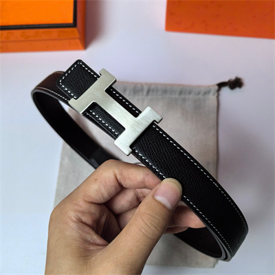 H**mes mini constance belt buckle & reversible epsom leather strap 25 mm silver hardware black