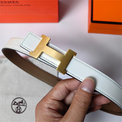 H**mes mini constance belt buckle & reversible epsom leather strap 25 mm gold hardware white/etoupe