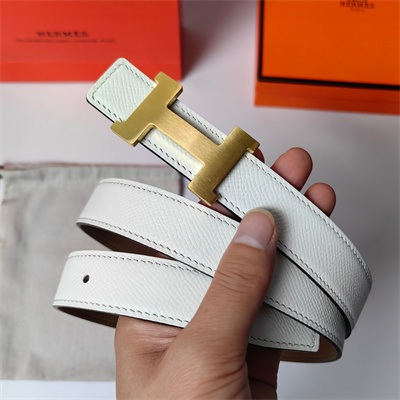 H**mes mini constance belt buckle & reversible epsom leather strap 25 mm gold hardware white/etoupe