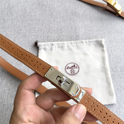 H**mes kelly garden party belt 18mm cowhide leather gold tone hardware brown