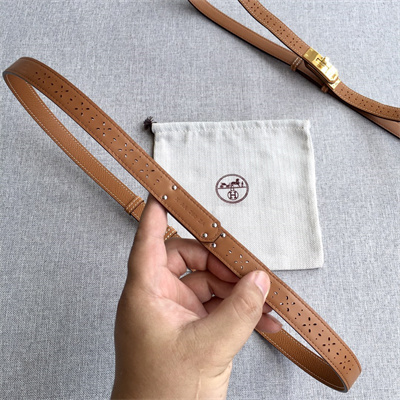 H**mes kelly garden party belt 18mm cowhide leather gold tone hardware brown