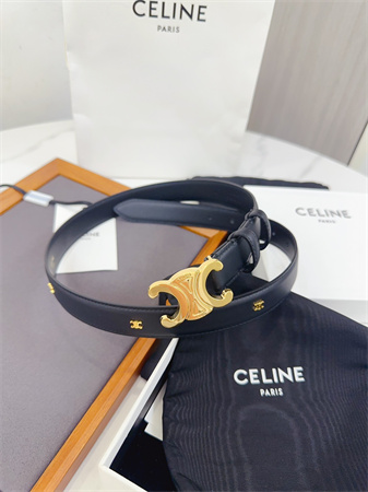 Ce**e triomphe belt 25mm calfskin gold tone metal black
