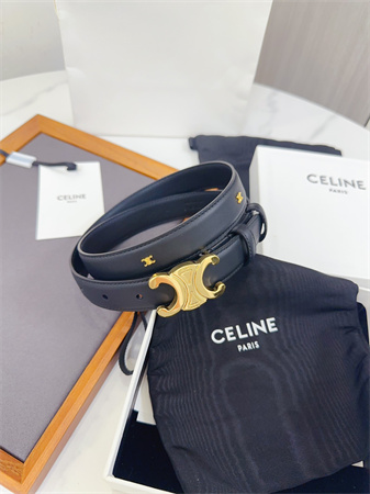 Ce**e triomphe belt 25mm calfskin gold tone metal black