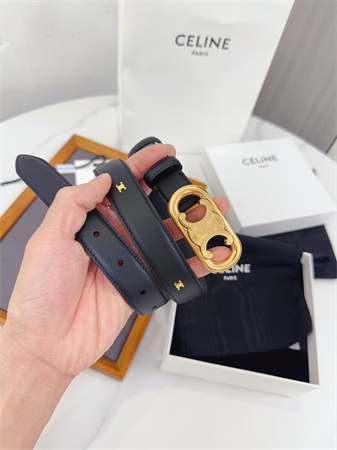 Ce**e triomphe belt 25mm calfskin gold tone metal black