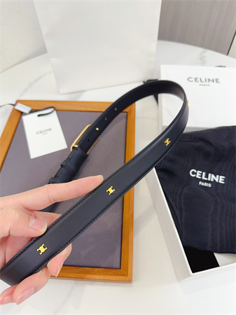 Ce**e triomphe belt 25mm calfskin gold tone metal black